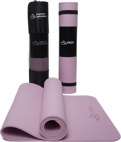 Jim24 Yogamat - Yoga Mat Antislip - Fitness Mat - Sportmat - Pilates Mat - Slijtvast - Extra Dikke Gym Mat - Duurzaam TPE - Incl. Draagtas en Riem - Paars