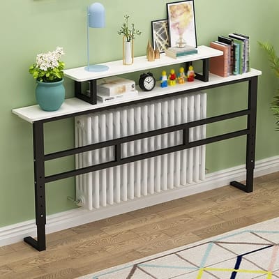 Smalle consoletafel - Entree tafel banktafel - Decoratie presenteren - In hoogte verstelbaar - 80 cm lang - Zwart
