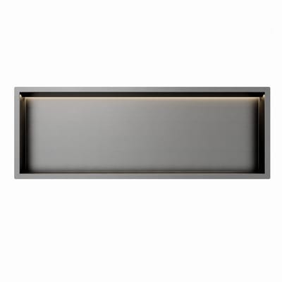 Gun Metal RVS Inbouwnis 30x90x7cm met RGB verlichting