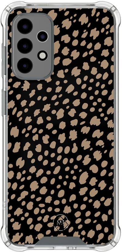 Hoesje (shockproof) geschikt voor Samsung Galaxy A52 5G - Savannah spots - Extra sterke case - TPU/polycarbonaat - Gestipt - Zwart, Bruin, Transparant