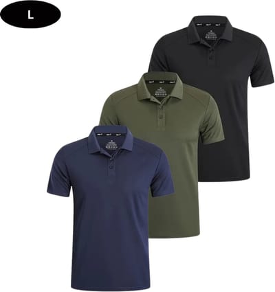 Bovista Golf Shirt Heren - T-shirt - Golfkleding - Golfen - Golf Accessoires - Polo Shirt - Zwart & Groen & Blauw - Maat L