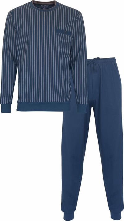 Paul Hopkins Heren Pyjama - Verticale Strepen - Ronde Hals - Blauw - Maat L