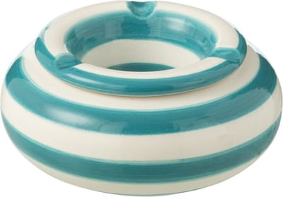 J-Line asbak Granada Stripes - keramiek - wit/aqua - small