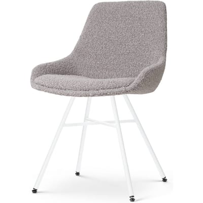 Nolon Noa-Isa Eetkamerstoel Bouclé Taupe - Stof - Wit Onderstel - Design - Scandinavisch - Comfortabel