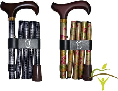 Finna wandelstok plooi- en verstelbaar houten of metacryl handvat : grijs geruit, aluminium