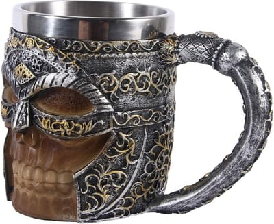 Schedel Mok Zorro 3D - met RVS inzetstuk - Handbeschilderd - 11cm x 15cm x 8,5cm