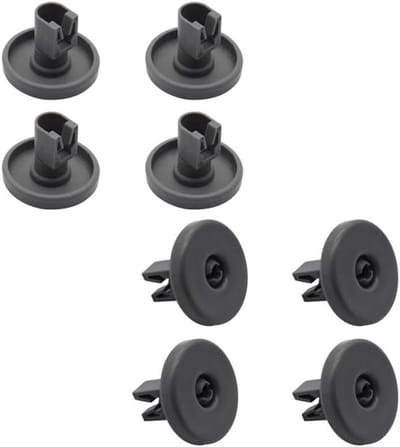 Vaatwasserwielen Set - Mandrollen Reserve - Onderste Mand - Eenvoudige Montage - 8 Stuks - Grijs