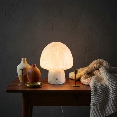 LUSENZ Cirello - Paddenstoel lamp oplaadbaar Wit glas 18 cm - Draadloze tafellamp - Scandinavisch design - Dimbaar - IP44 voor buiten - USB-C -  3000K