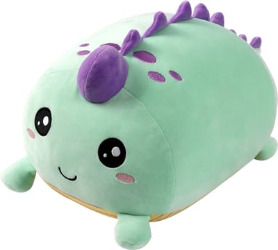 I-total - Kussen Dino- Groen-Geel -kinderkussen - kussen Kinderkamer - Fun kussens - Sierkussen- zacht kinderkussen - pluche kinderkussen