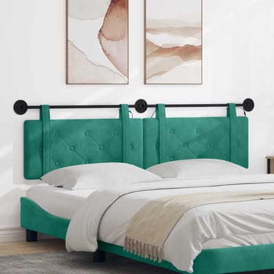 vidaXL - Hangend - hoofdbord - Met - LED-verlichting - Turquoise - Fluweel
