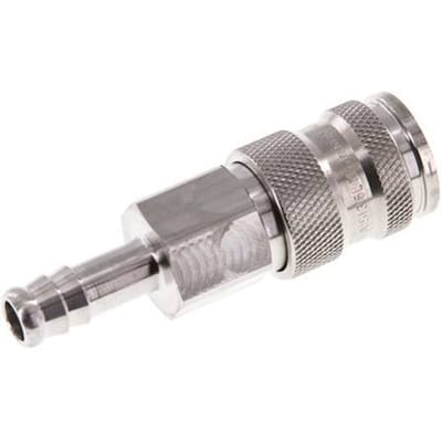 RVS 316L DN 7.8 Luchtkoppeling Snelkoppeling 9 mm Slangpilaar Double Shut-Off