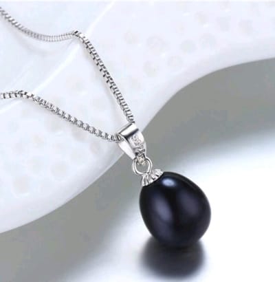 Zilver 925 ketting met diep blauwe zoetwater parel - met een doos - elegante collier voor dames 1st