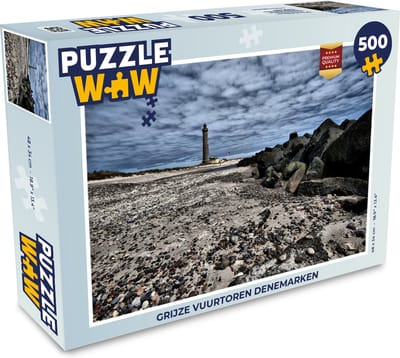 Puzzel Grijze vuurtoren Denemarken - Legpuzzel - Puzzel 500 stukjes