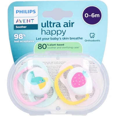 Philips Avent Pacifier ultra air 2 pack 0-6 mdr. grøn/gul