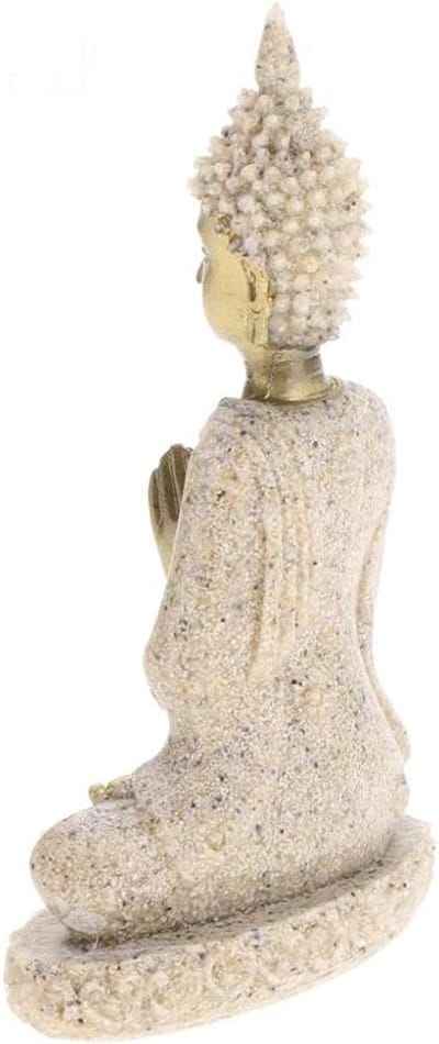 Boeddha Beeld - Meditatie Sculptuur - Woonkamer Decoratie - Handgesneden Zandsteen - 7.5x5x11cm - Natuurlijk