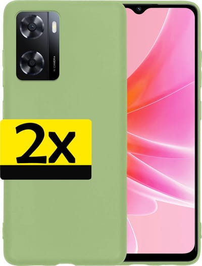 Hoesje - 2 Stuks - Geschikt voor OPPO A57 - Sterk & Shockproof - Case Siliconen - Back Cover - Telefoon Hoes - Telefoonhoesjes - Groen