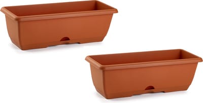 PlasticForte Plantenbak - 2x stuks - 50 x 20 x 17 cm - Bloembakken voor balkon railing