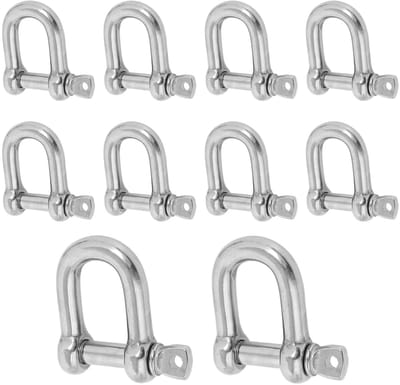 Set van 10 RVS D-vormige Koppelingen, Roestbestendig en Sterk, Geschikt voor Klokgidsen, Kettingen en Bevestigingen Binnen en Buiten, 304 D-ring