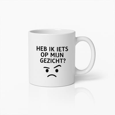Grappige Gezicht Mok – Heb Ik Iets op Mijn Gezicht? – Humoristische Koffiemok Cadeau voor Mannen en Vrouwen