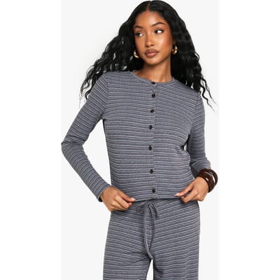 boohoo Dames Gestreepte jersey top met knoopdetails | Chocolate | Maat: 6