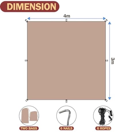 Waterdicht Tarp en Campingzeil 3x3m en 3x4m met UV-bescherming