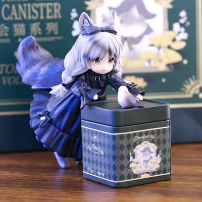12cm Theekransje Kat Anime Figuur Q Versie Kawaii Thee Tijd Katten Theepot Kat Actiefiguur Verzamelfiguur Japanse Poppen Hobby's No Box blue