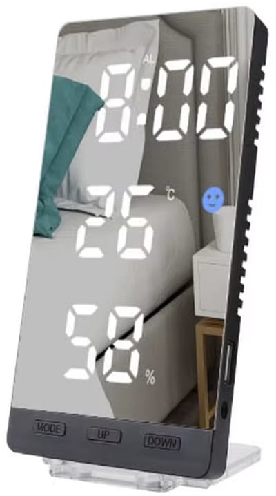 LED Digitale Wekker en Klok – Temperatuur & Vochtigheidsmeter Display – Nachtkastje, Muur- en Tafelklok – Weerstation voor Slaapkamer, Kantoor, Keuken & Badkamer