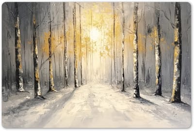 Placemats 45x30 cm - Placemat kunststof - 1 stuk - Winter - Abstract - Sneeuw - Natuur - Zon - Borden onderleggers - Decoratie voor op tafel - Keuken tafeldecoratie accessoires - Vinyl onderlegger - Tafelversiering