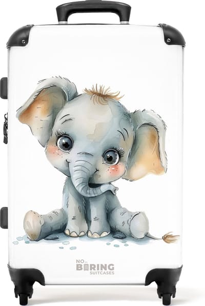 NoBoringSuitcases.com® - Kinderkoffer - Kindertrolley jongen en meisje - Baby olifant - Koffer kind groot - Rolkoffer lichtgewicht - Reiskoffer met 4 wielen - Grote trolley XL - 20 kg bagage