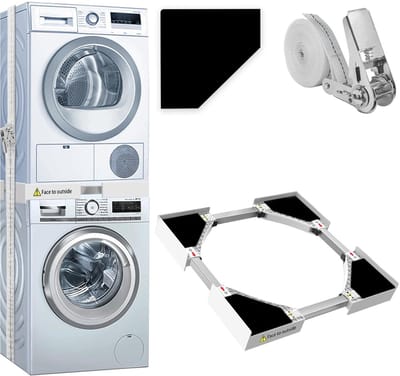 Wasmachine & Droger Stapelrek - Universeel Verbindingsframe - Stapelkit - Verstelbaar - 50 x 50–70 x 70 cm