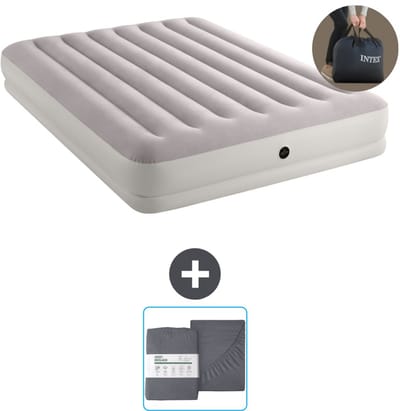 Intex Luchtbed - 2-Persoons - 152 x 203 x 30 cm - Grijs - Inclusief pomp en Hoeslaken