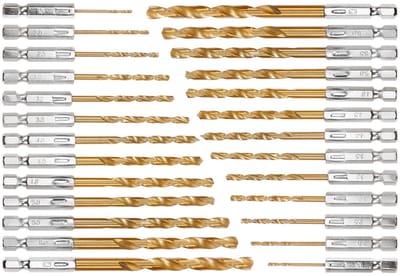 Dailygoods- Boorset 26-Delig - Titanium Coated HSS - 1.5-6.5mm - Hex Shank - Snelle Verandering - Corrosiebestendig - Geschikt voor Metaal - Boor