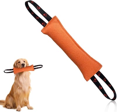 Dog Bite Sausage 12 Inch Dog Rope Toy, Orange Bite Pillow, with Wrist Loop on Both Sides, Tear-proof Dog Toy for Dog - ShopVlot