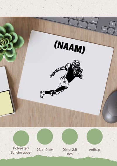 Akyol - american football met je eigen naam Muismat - American football - sport liefhebbers - nfl - verjaardag - verjaardagscadeau - mensen die houden van american football - cadeau - kado - geschenk - gift - 23 bij 19 cm
