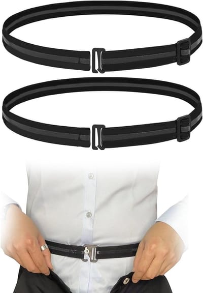 Pack van 2 Hemdhalters voor Mannen - Verstelbare, Antislip Shirtbanden voor een Nettere Look op Werk, Bruiloft of Formele Gelegenheden