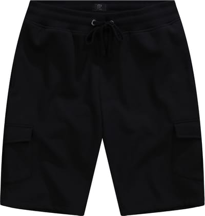 JP 1880 - Heren - Sweat-cargobermuda elastische tailleband cargozakken - Zwart - Maat 6XL