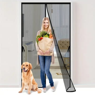 Magnetisch horgaas voor deuren van 110x210cm- houdt insecten en muggen buiten- handsfree- zwaar en duurzaam horgaas voor schuifdeuren en terrassen- horgaas zelf is 110x210cm.