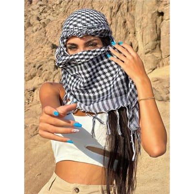Woestijn Vierkante Hoofddoek Arabisch Zonbescherming Winddicht Unisex Kwast Sjaal Abaya Accessoires Hijab Dames Sluier Mode white