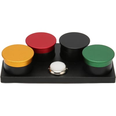 Horloge Oliebakje met Deksel Aluminiumlegering Keramiek 4 Bakjes Horlogemakers Oliebakjes Kopjes Standaard Multi black