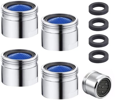 4 x Jet Regulator - Faucet Attachment - 4-Piece Seal - Tap Strainer Insert - Faucet Perlators - High-Tech Anti-Limescale Perlator - Water Saving - Bathroom - Kitchen