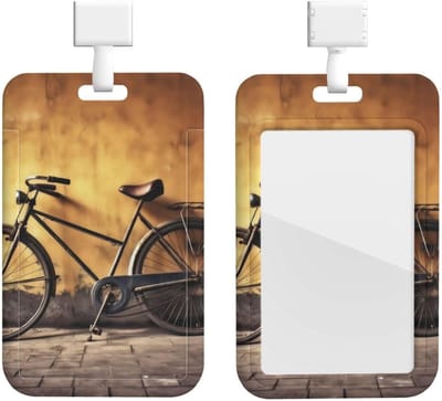 ID-kaarthouder - Kaarthoesje Beschermer - Kantoor Organisatie - Intrekbaar Koord - 4 x 2.5 Inch - Oude Fiets