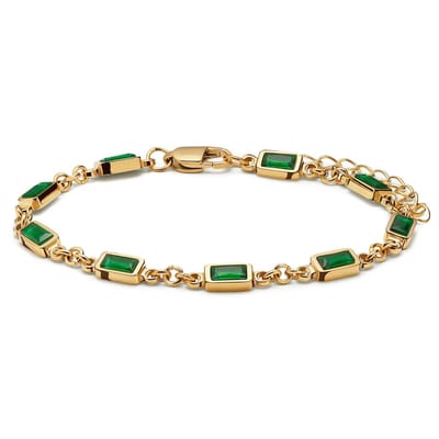 Prism | Goudkleurige armband met groene stenen van kristalglas