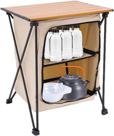 Campingkast - Opbergkast Outdoor - Kamperen Organiseren - Eenvoudig Op te Bouwen - 40 x 40 x 58 cm - Zwart