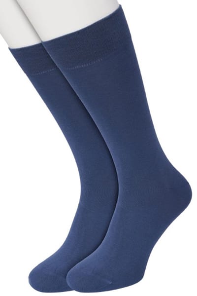 Bonnie Doon Basic Sokken Heren Jeans Blauw maat 40/46 - 2 paar - Basis Katoenen Sok - Gladde Naden - Brede Boord - Uitstekend Draagcomfort - Perfecte Pasvorm - 2-pack - Multipack - Effen - Denim - Jeans - OL6324012.109