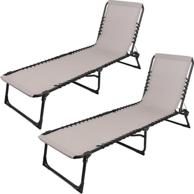SET X 2 TAUPE STRANDSTOEL 187X56XH26/85CM
