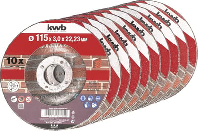 Doorslijpschijven voor steen - Voordeelverpakking van 10 stuks, Diameter 115 mm