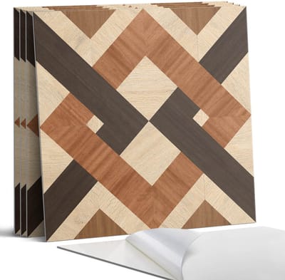 Coloray Wandpanelen Zelfklevend - Geometrisch houtpatroon Zelfklevende Wandpanelen - 50 cm x 50 cm - Bruin Wandpaneel PVC - 5 stuks - Texturen Wandpanelen Zelfklevend - Keuken Wandpanelen - Wandpanelen Badkamer