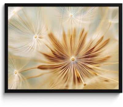 Poster in lijst - Fotolijst 70x50 cm - Posters - Paardenbloem - Beige - Abstract - Modern - Natuur - Posterlijst zwart - Decoratie - Wanddecoratie woonkamer - Muurdecoratie slaapkamer