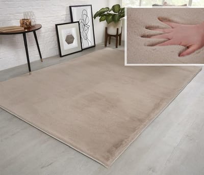 Flycarpets Fluffy Hoogpolig Super Zacht Effen Vloerkleed - Beige - 120x170 cm