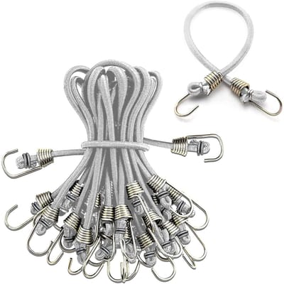 Cosensi- Bungeekoorden 10 Stuks - Elastische Touwrubberen Band - Metalen Haken - Rekbare Bungeekoorden - Voor Fietsen/Tenten - Hoogwaardig Rubbermateriaal - Elastische Touwen